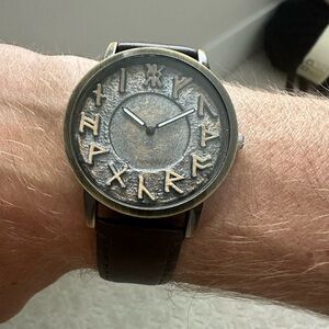 Viking Rune Quartz Watch on leather strap